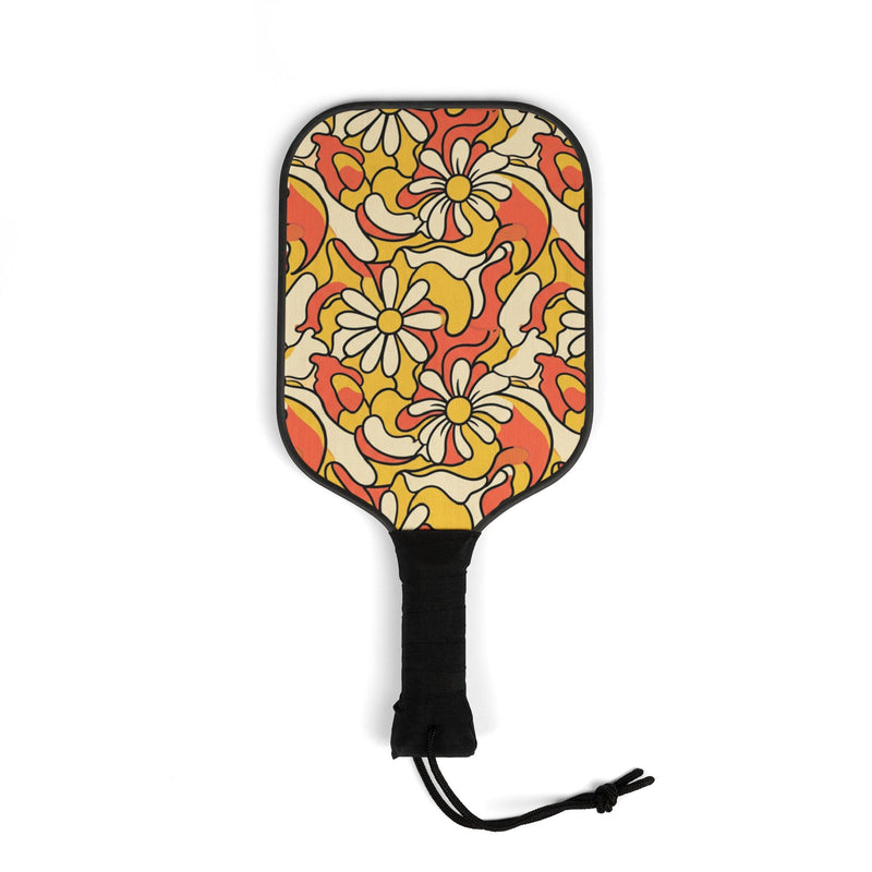 Summer Vibes Pickleball Set (2 Paddles + 2 Balls) paddle — design printed on black-bodied paddle