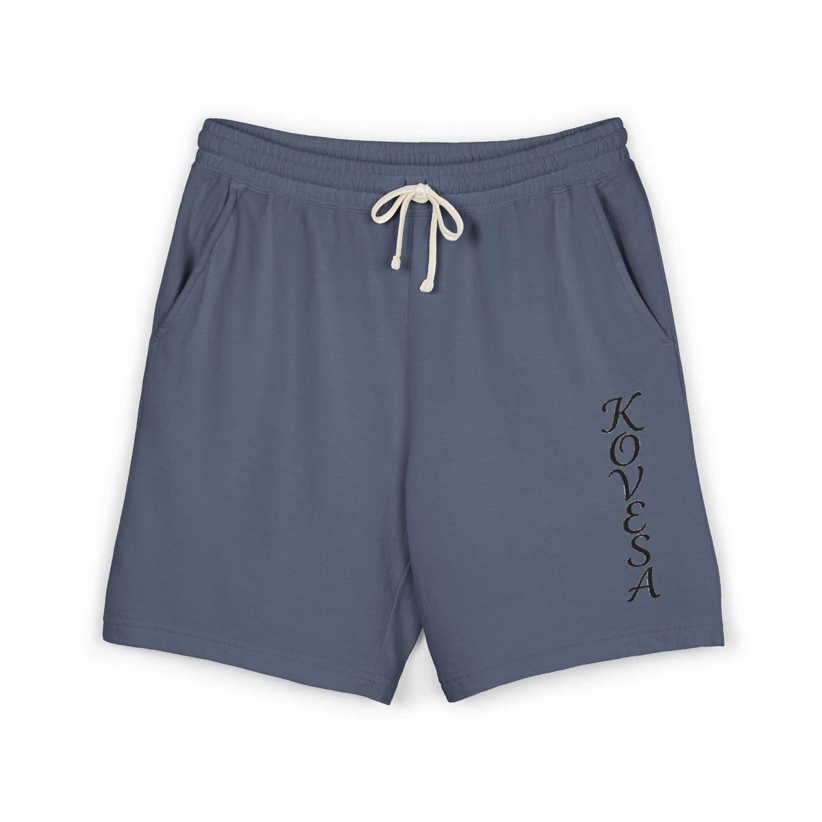 Kovesa Vertical Logo Sweat Shorts — Garment-Dyed Lightweight Fleece